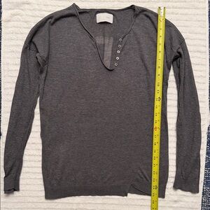 Zadig & Voltaire Women's V-Neck Long Sleeve Sweater in Charcoal Gray